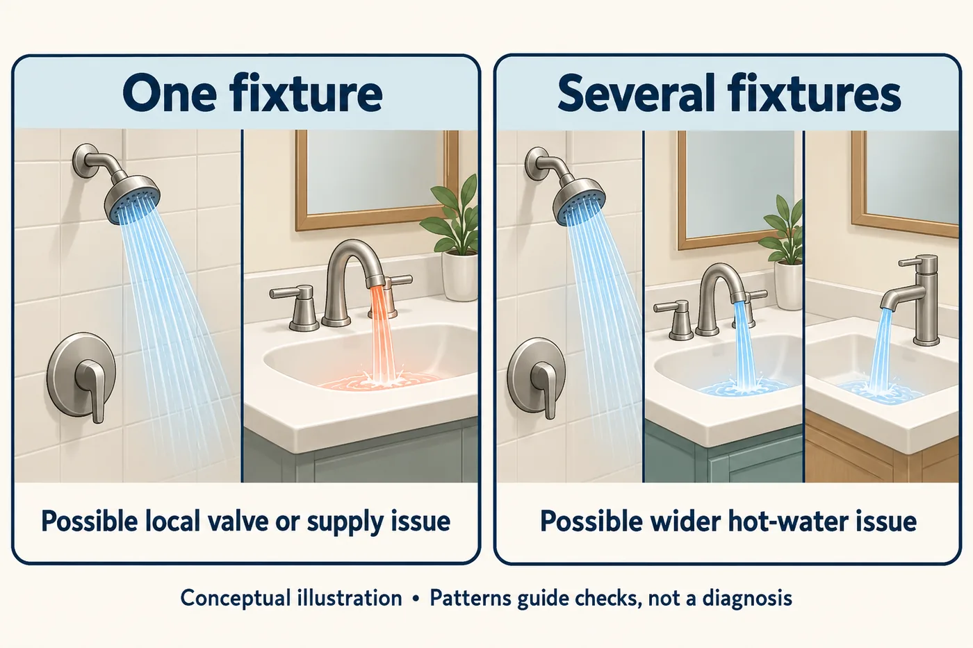 Comparison of a cold shower with a hot sink versus cold water at several fixtures
